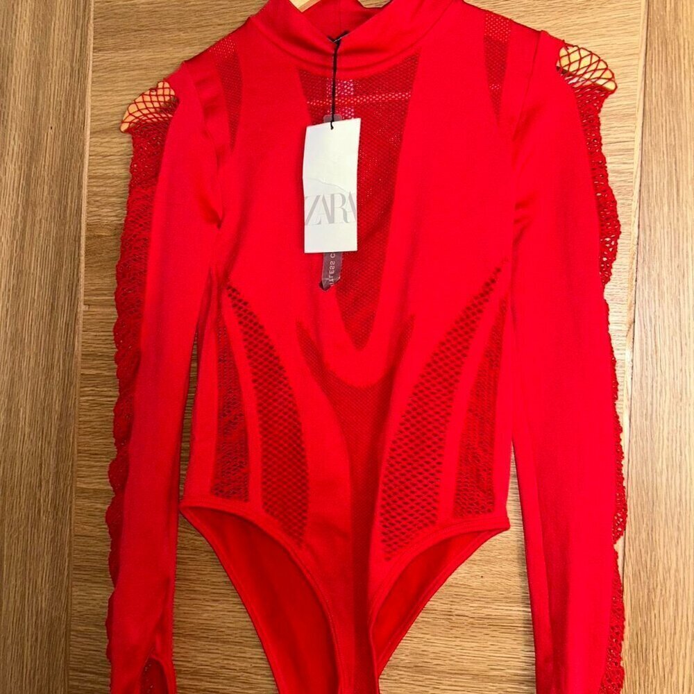 ZARA WOMEN'S RED BODYSUIT SIZE XS-S 7901 343 600